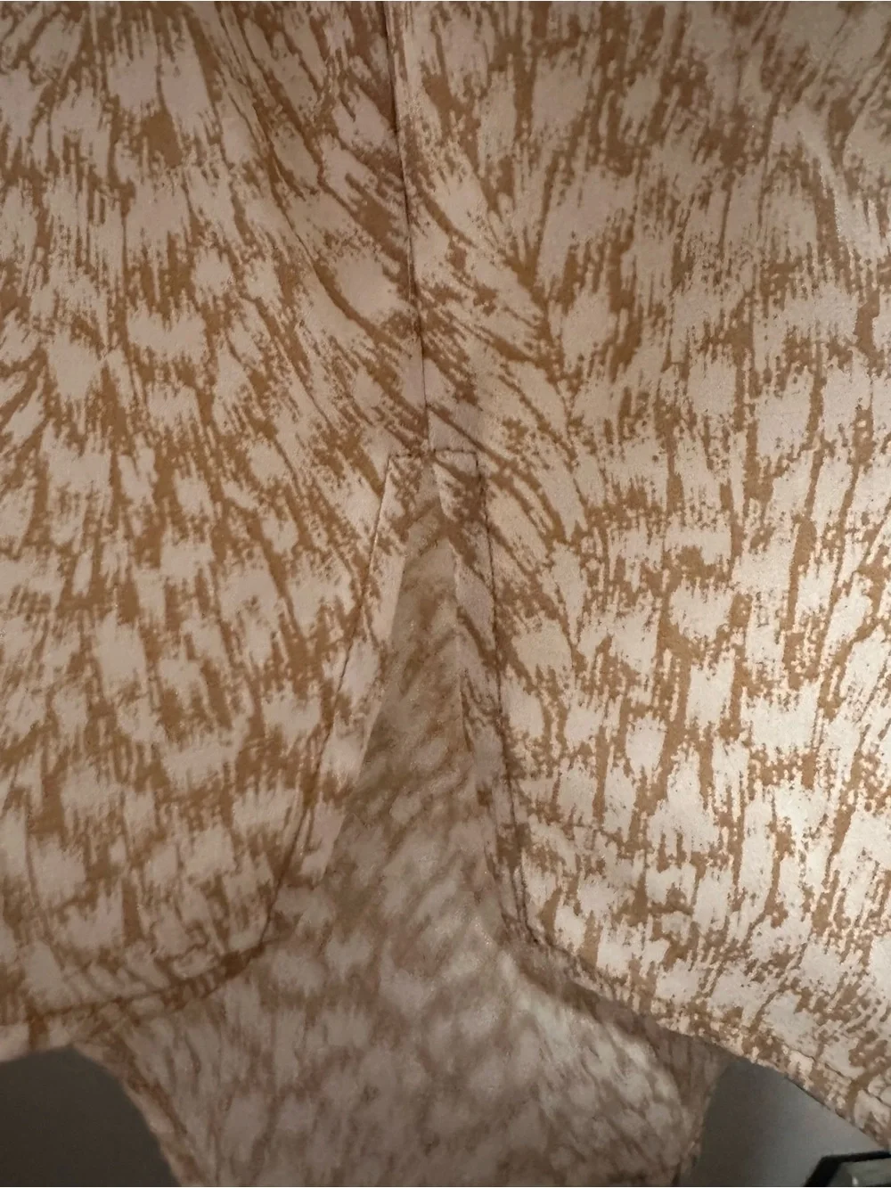 Michael Kors Sleeveless Cream and Beige Patterned Collared Top